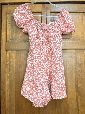 Timing Floral Puff Sleeve Romper | Cottagecore | Elastic Neckline | Size Large
